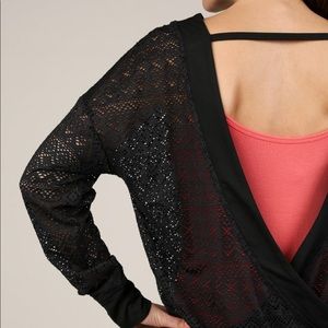 NWT Soybu sexy open weave top M Black